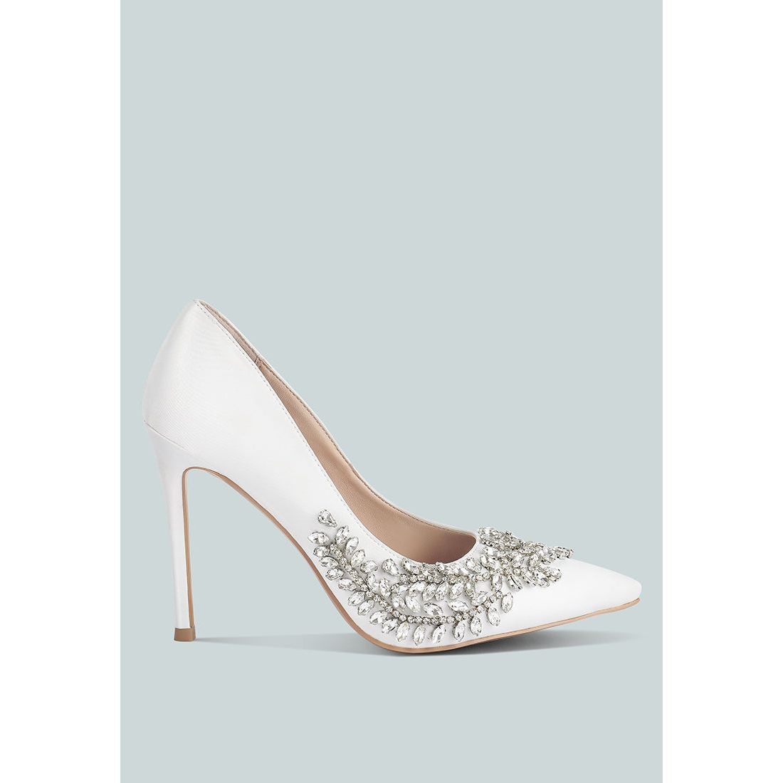 Ashlyn Rhinestones Embellished Satin Stiletto Pumps-0
