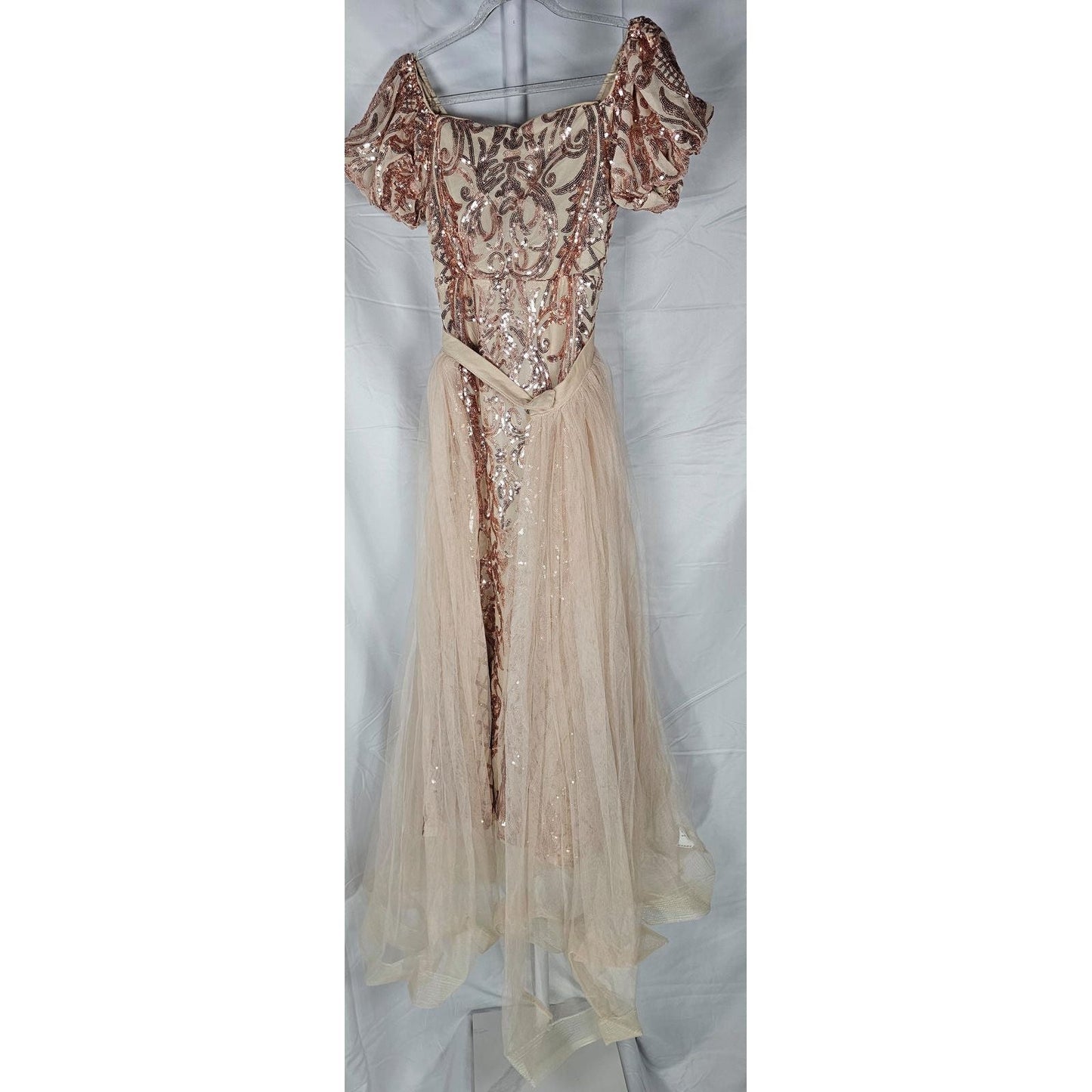 Sequined Party Dress - Rose Gold Radiance