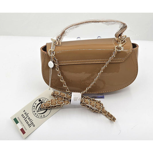 Chic Valentino Orlandi Patent Leather Shoulder Bag - Beige Glam