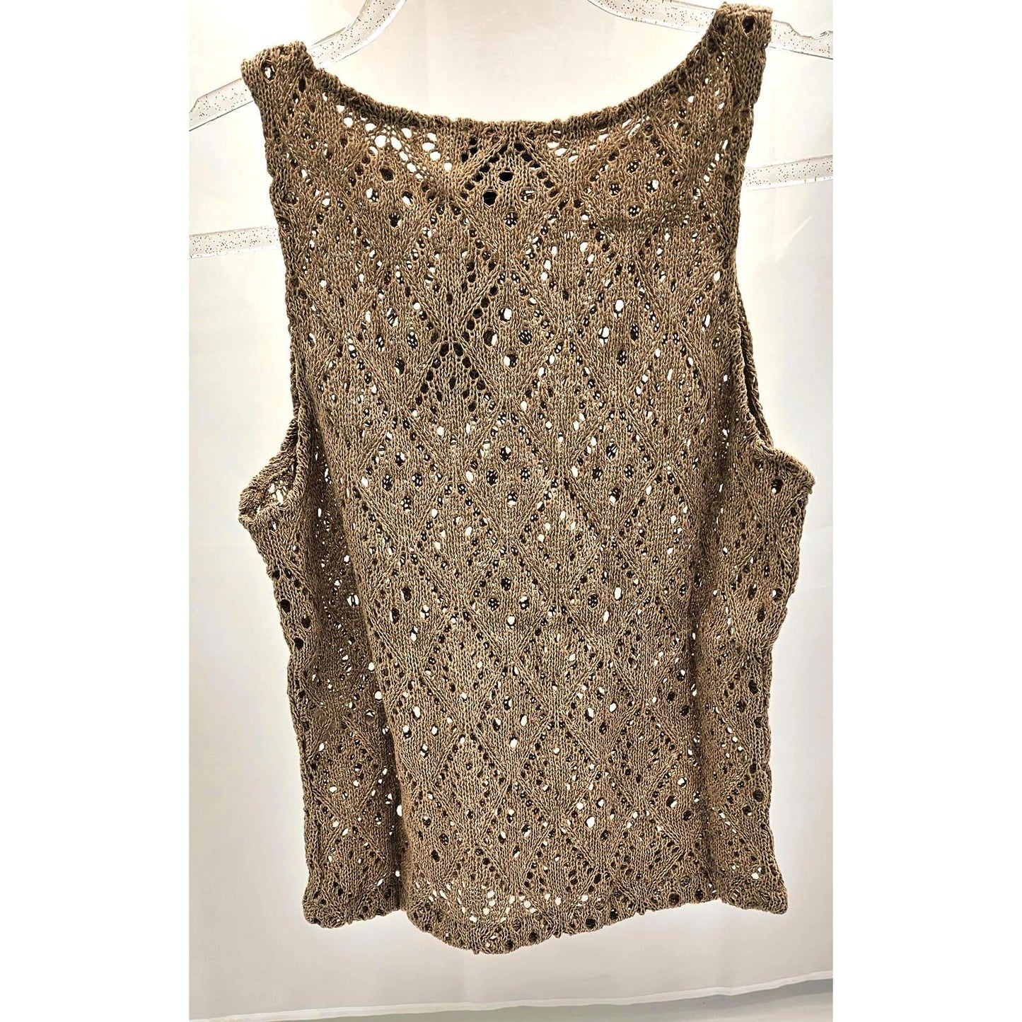 PrettyLittleThing Brown Crochet Sleeveless Sweater Tank Top/8