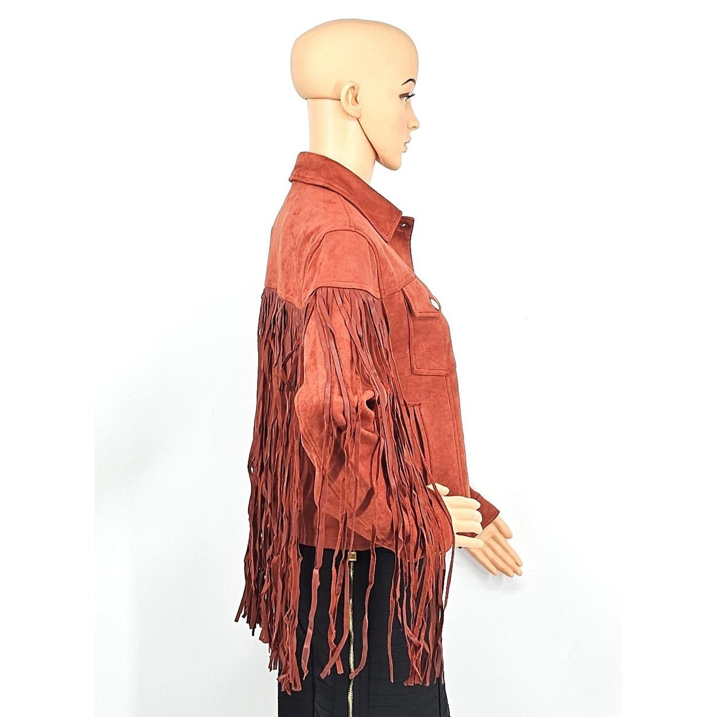 Juicy Couture Fringe-tastic Rust Suede Jacket - Yeehaw Your Outerwear!/XS