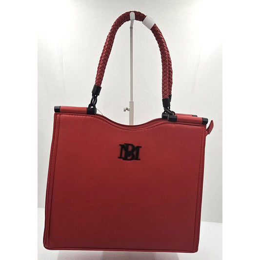 Badgley Mischka Sassy Red Braided Handle Tote Bag - Carry Your Sass with Class!
