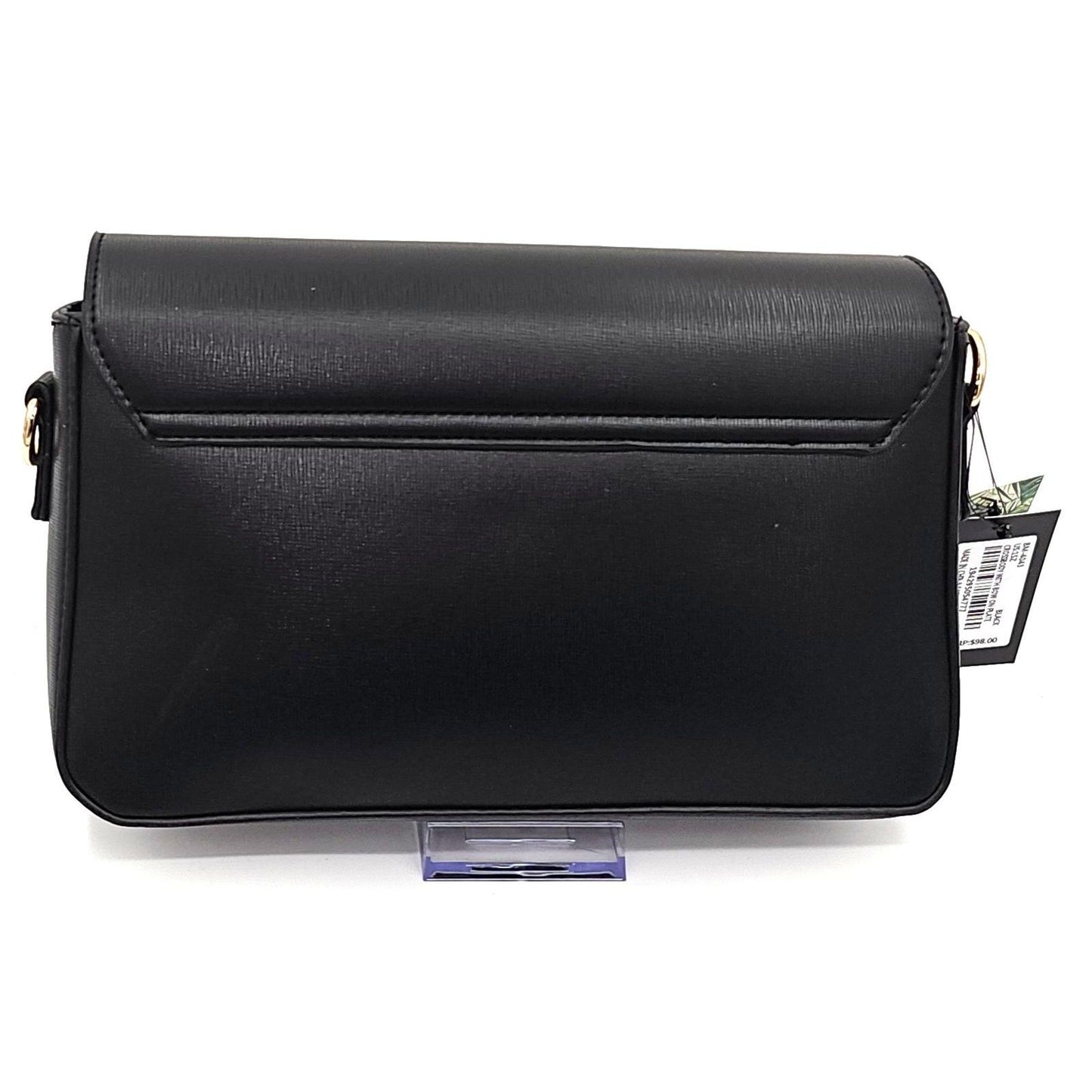 Badgley Mischka Sleek Black Crossbody Bag with Bow Accent