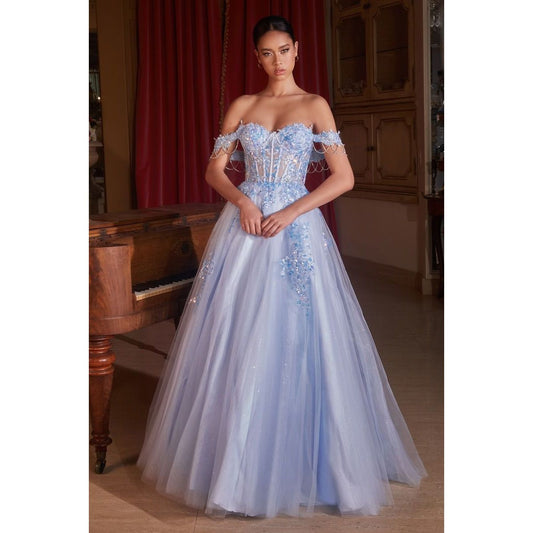 Off The Shoulder Tulle Ball Gown-0