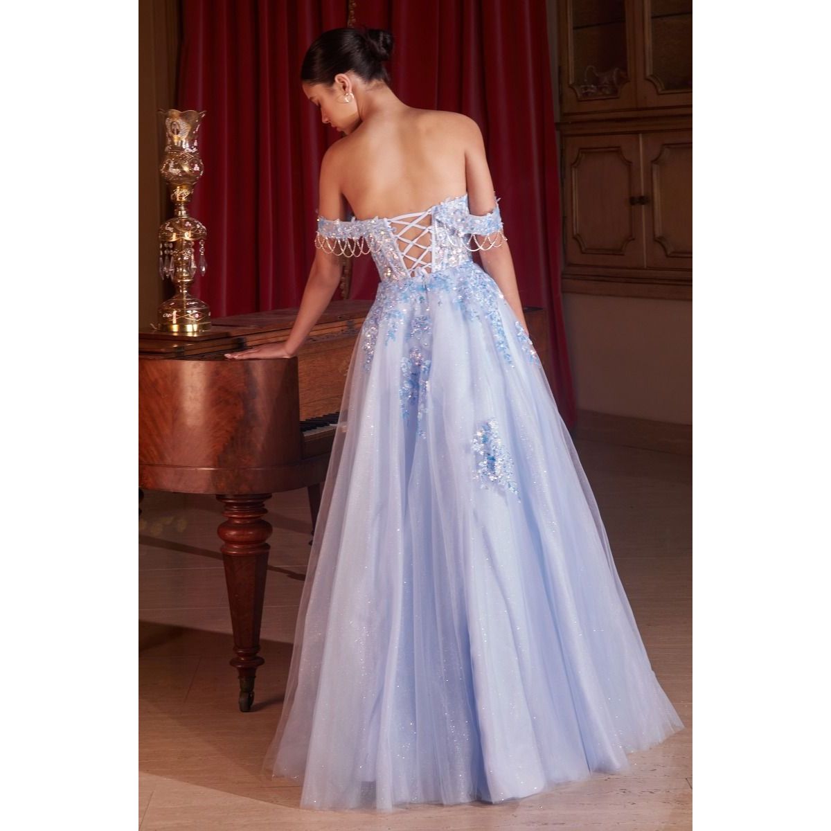 Off The Shoulder Tulle Ball Gown-3