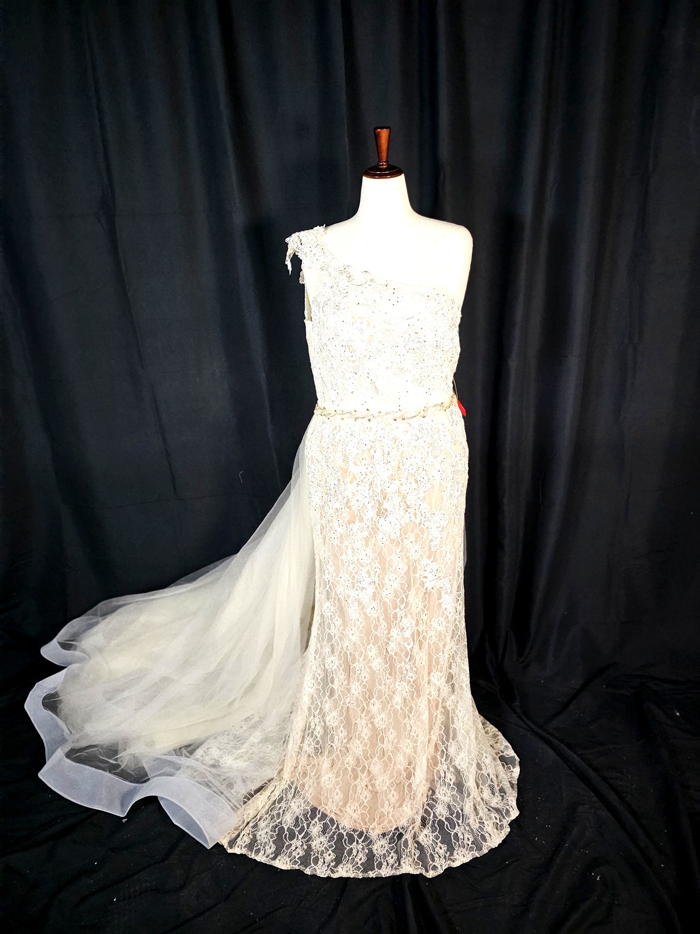 Mac Duggal Whimsical Lace Dreams: The One-Shoulder Wonder Gown