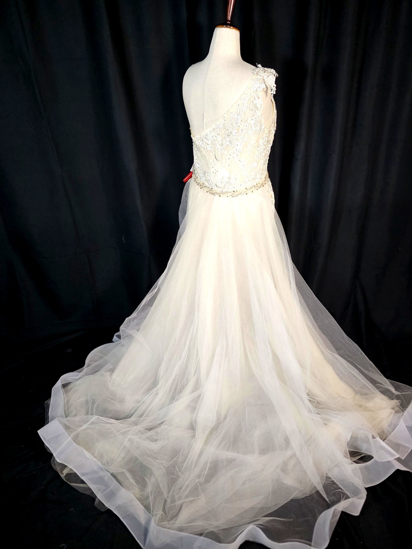 Mac Duggal Whimsical Lace Dreams: The One-Shoulder Wonder Gown