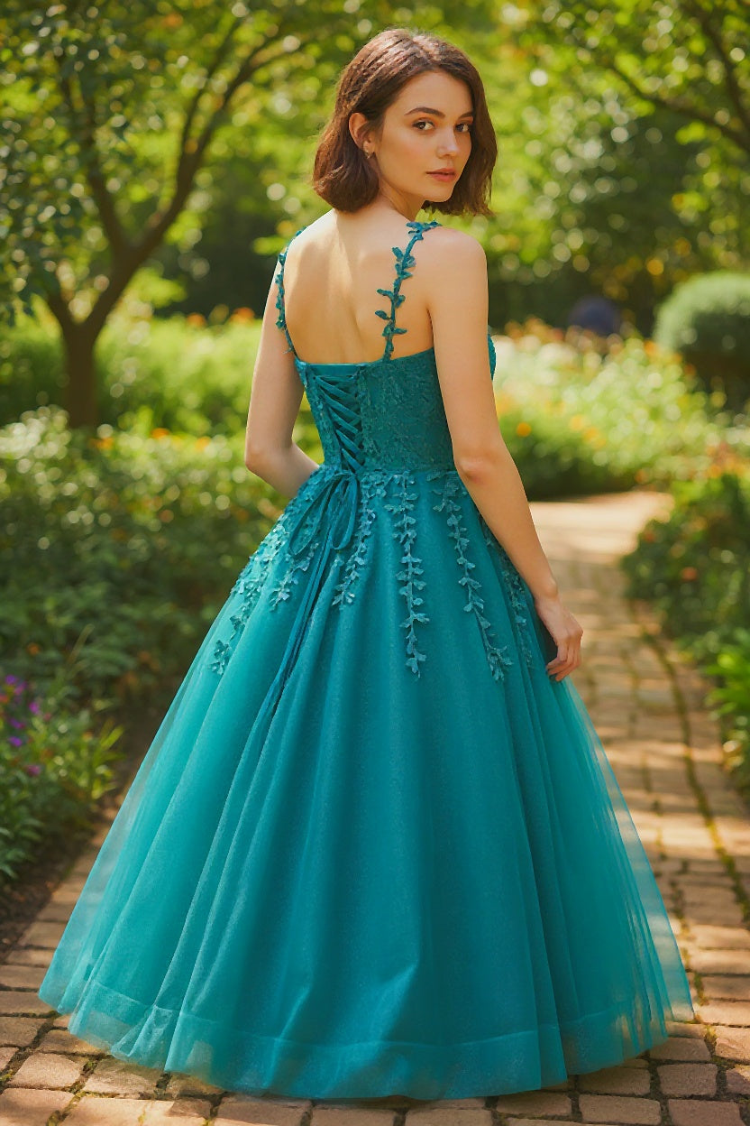 Teal Temptation: Enchanting Evening Gown