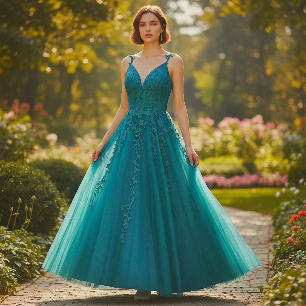 Teal Temptation: Enchanting Evening Gown