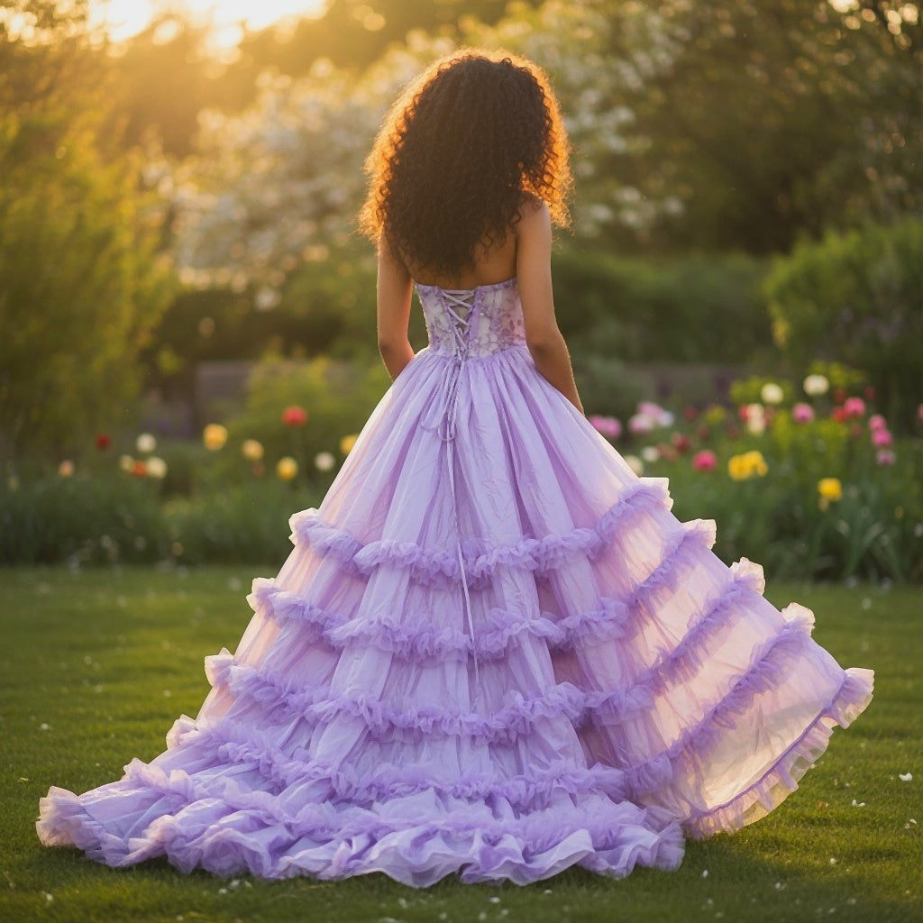 Lavender Dreams Ruffled Gala Gown – Twirl Your Way to Elegance!