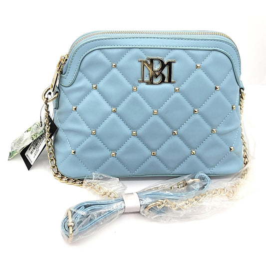 Badgley Mischka Chic Blue Quilted Crossbody Bag with Gold Chain Strap