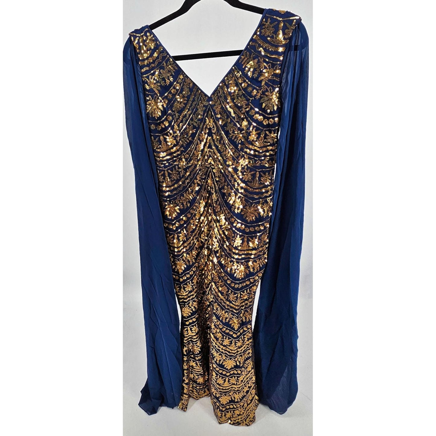 Glamorous and Gold Embroidered Long Sleeve Dress