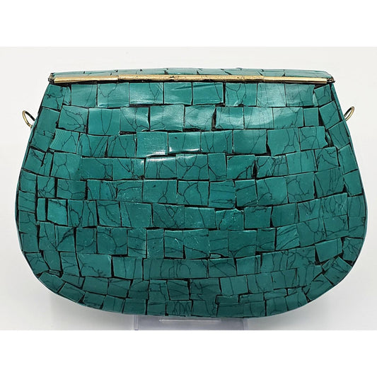 Ramla Turquoise Mosaic Boho Chic Clutch Purse