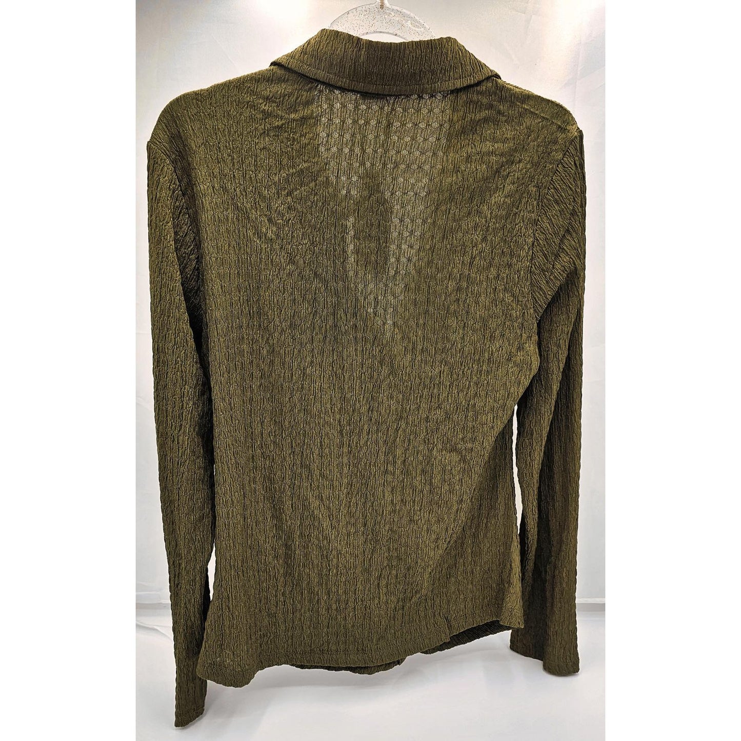 Sanctuary Textured Ruched Button-Up Blouse/Olive