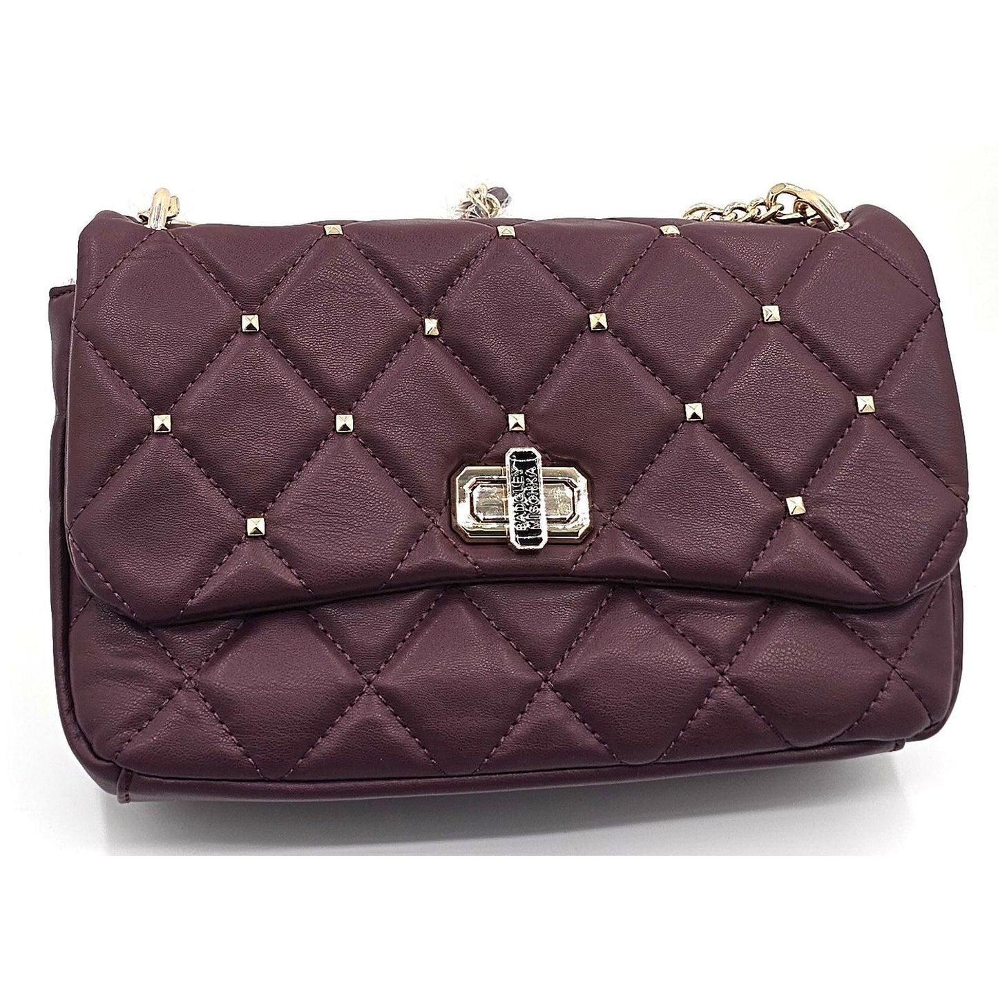 Quirky Quilted Plum Shoulder Bag with Studded Charm