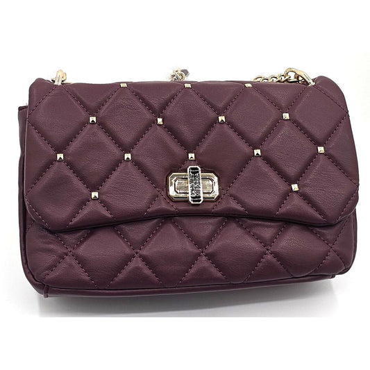Quirky Quilted Plum Shoulder Bag with Studded Charm