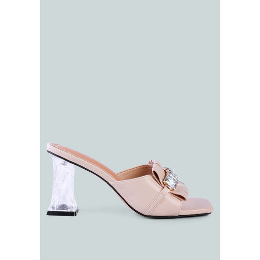 Deeba Diamante Embellishment Clear Spool Heel Sandals-0