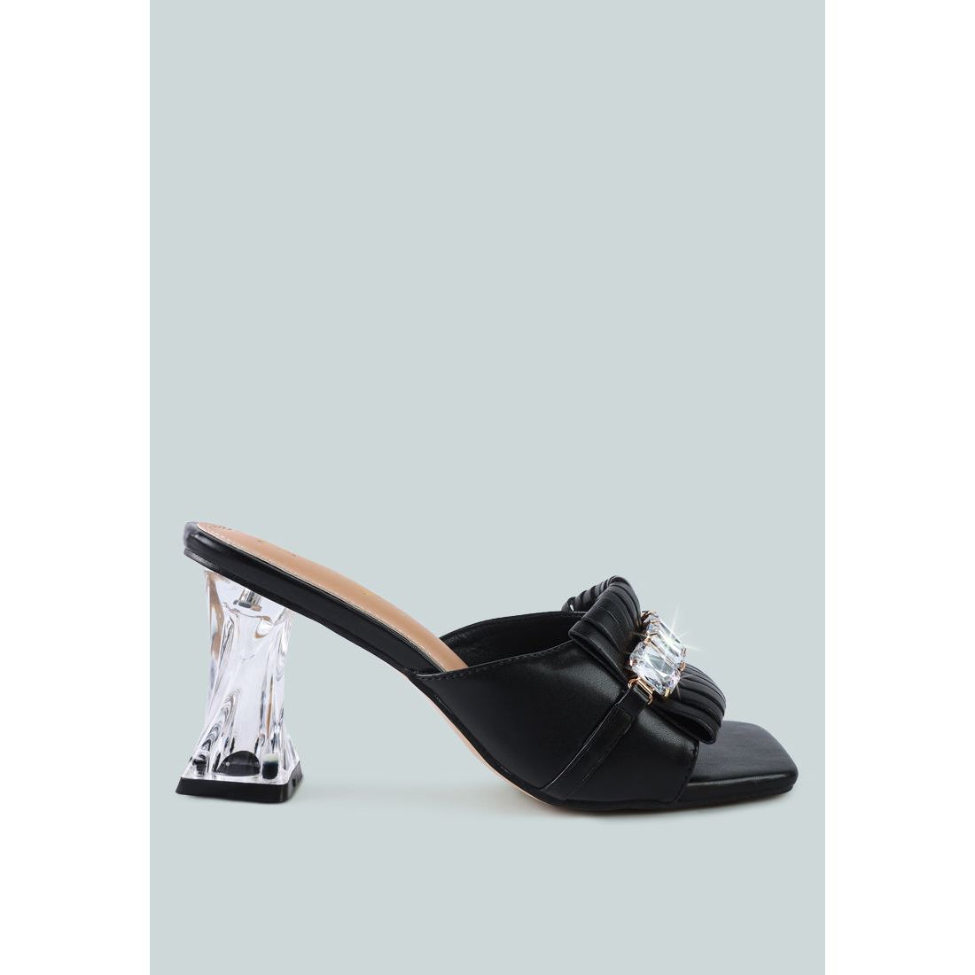 Deeba Diamante Embellishment Clear Spool Heel Sandals-6