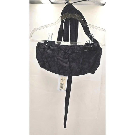 PrettyLittleThing Cozy Ribbed Halter Crop Top - 12