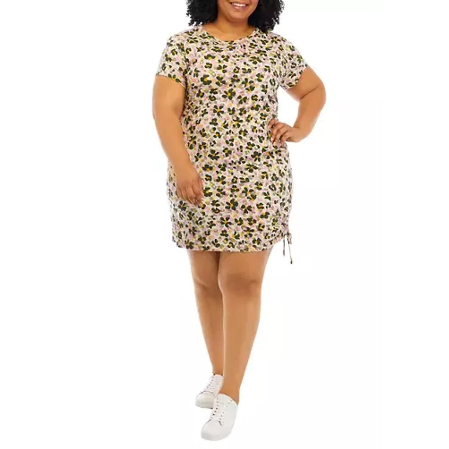 Sanctuary Plus Size Printed Drawstring Dress Foliage/3x