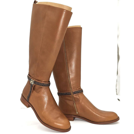 Michael Kors Mindy Leather and Signature Logo Trim Boot 8 Wide