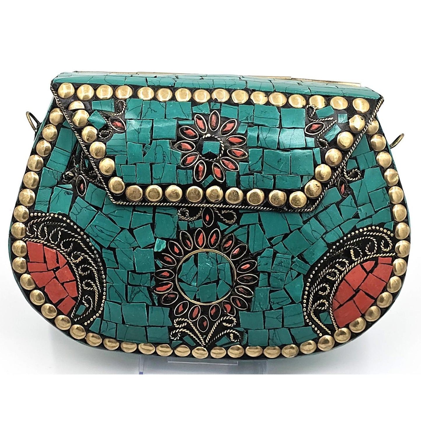 Ramla Turquoise Mosaic Boho Chic Clutch Purse