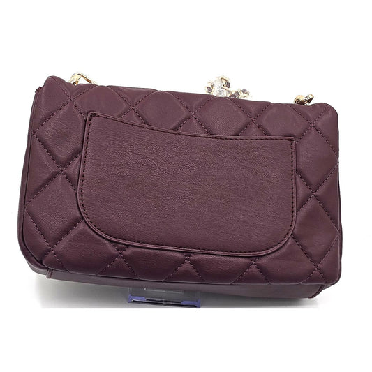 Quirky Quilted Plum Shoulder Bag with Studded Charm