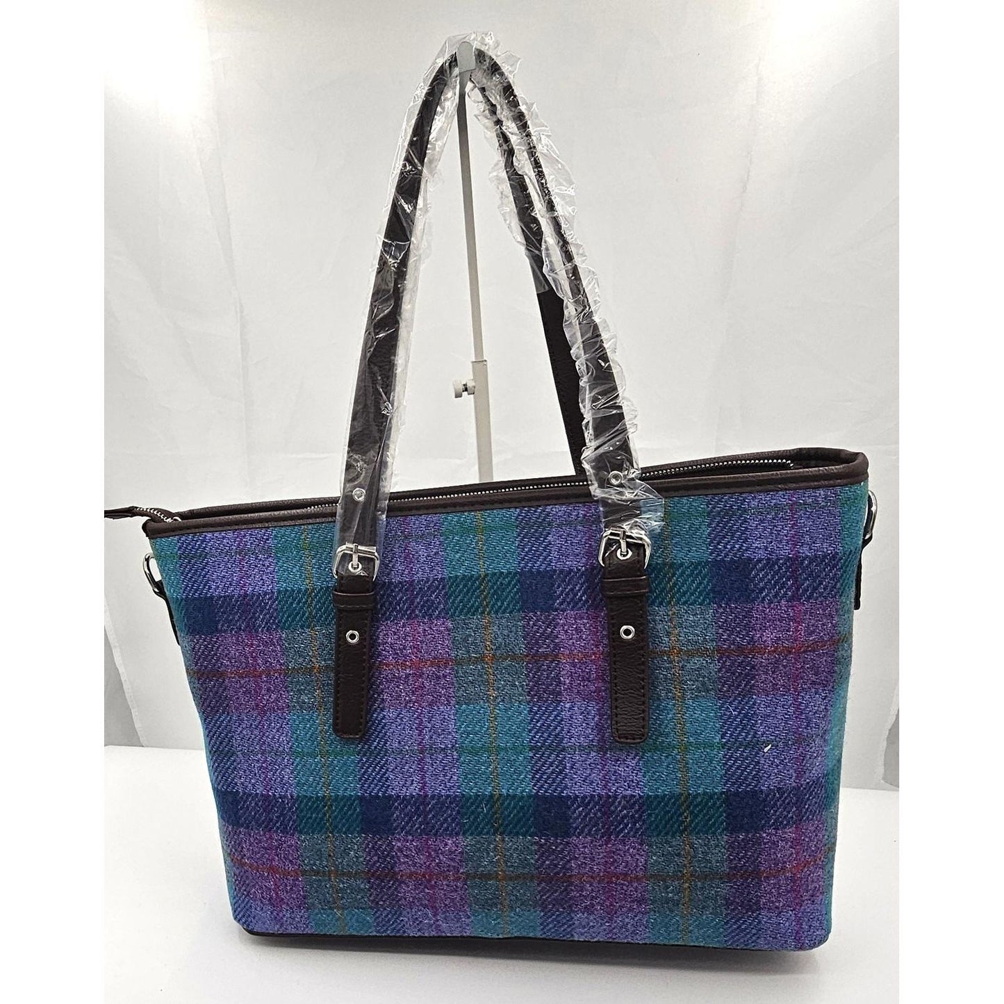 Glen Appin of Scotland Harris Tweed Tote Bag - Purple Plaid Chic