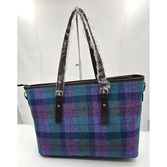 Glen Appin of Scotland Harris Tweed Tote Bag - Purple Plaid Chic
