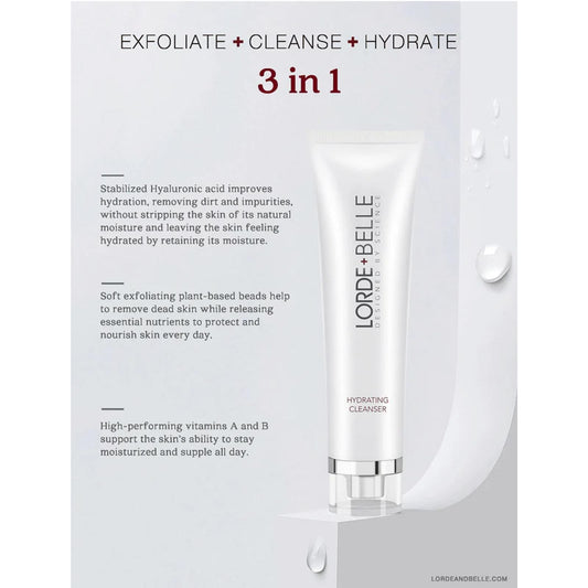 Lorde + Belle Hydrating Cleanser - 3 in 1 Exfoliate, Cleanse & Hydrate