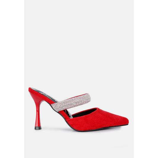 Fauci Diamante Strap Heeled Mules-0