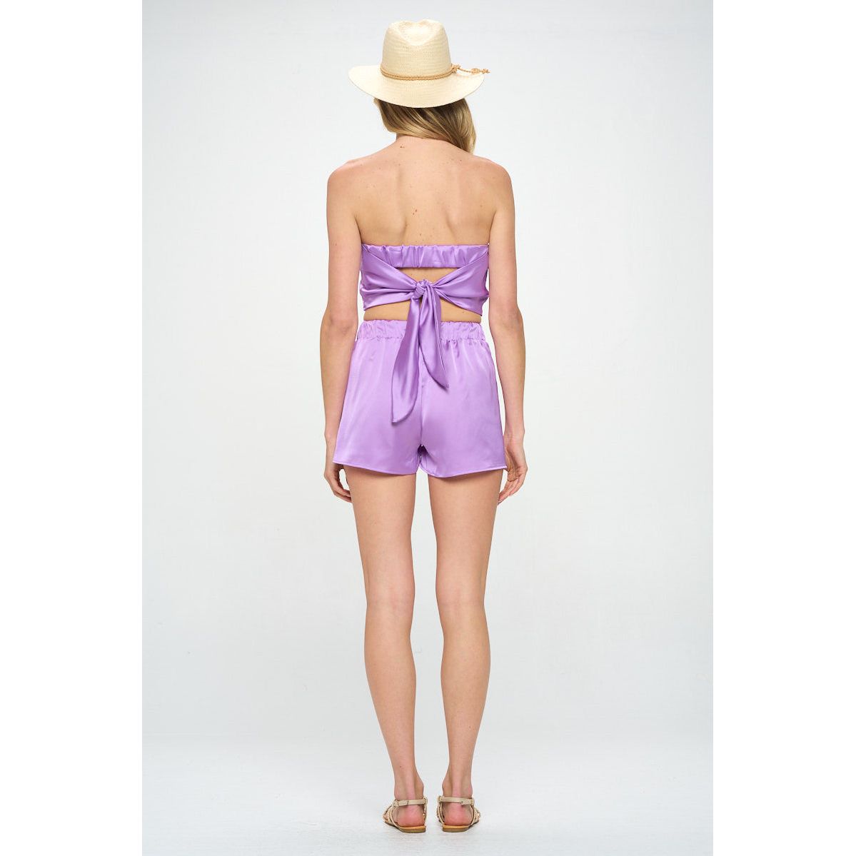 Stretch Satin Tube Top with Back Tie-5