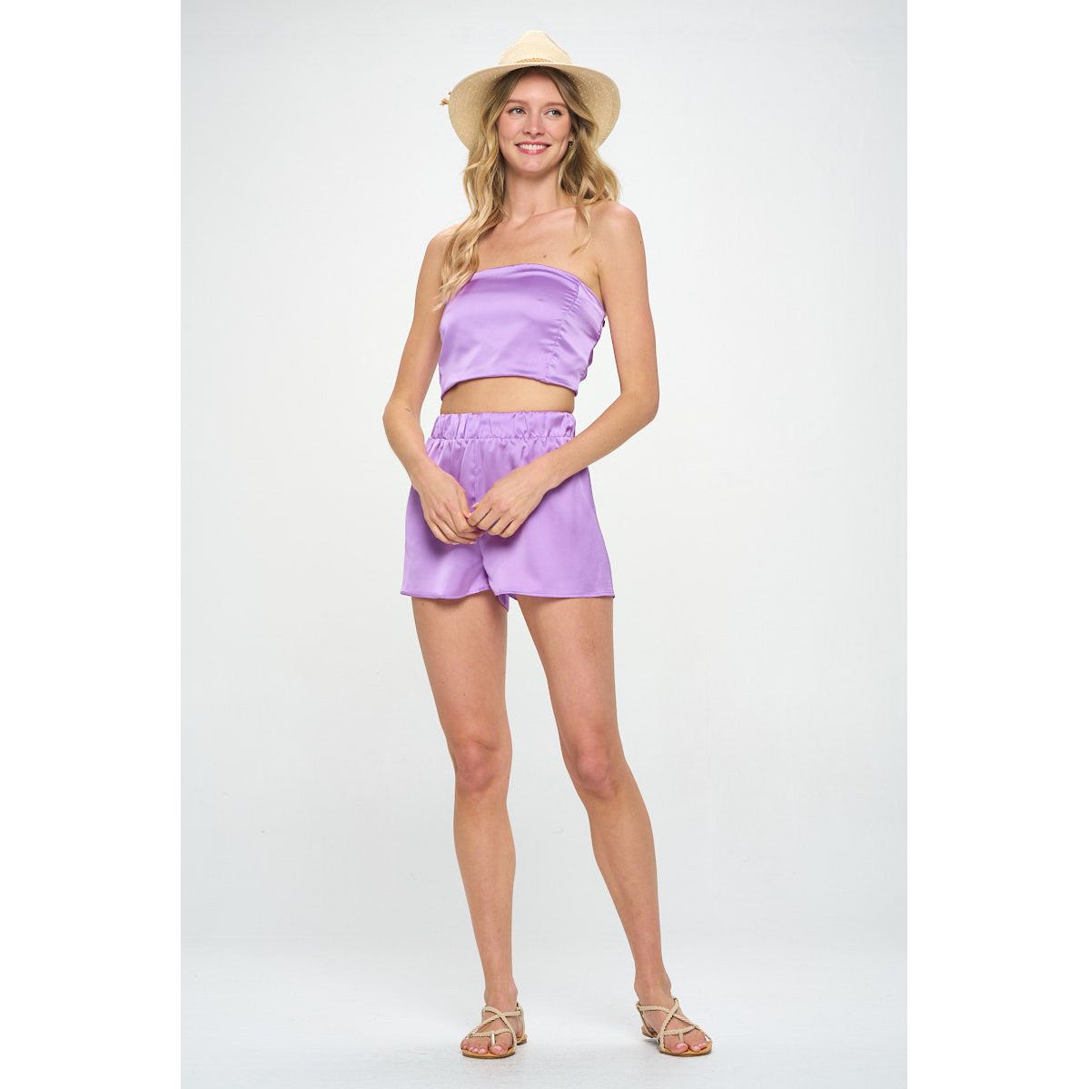 Stretch Satin Tube Top with Back Tie-1