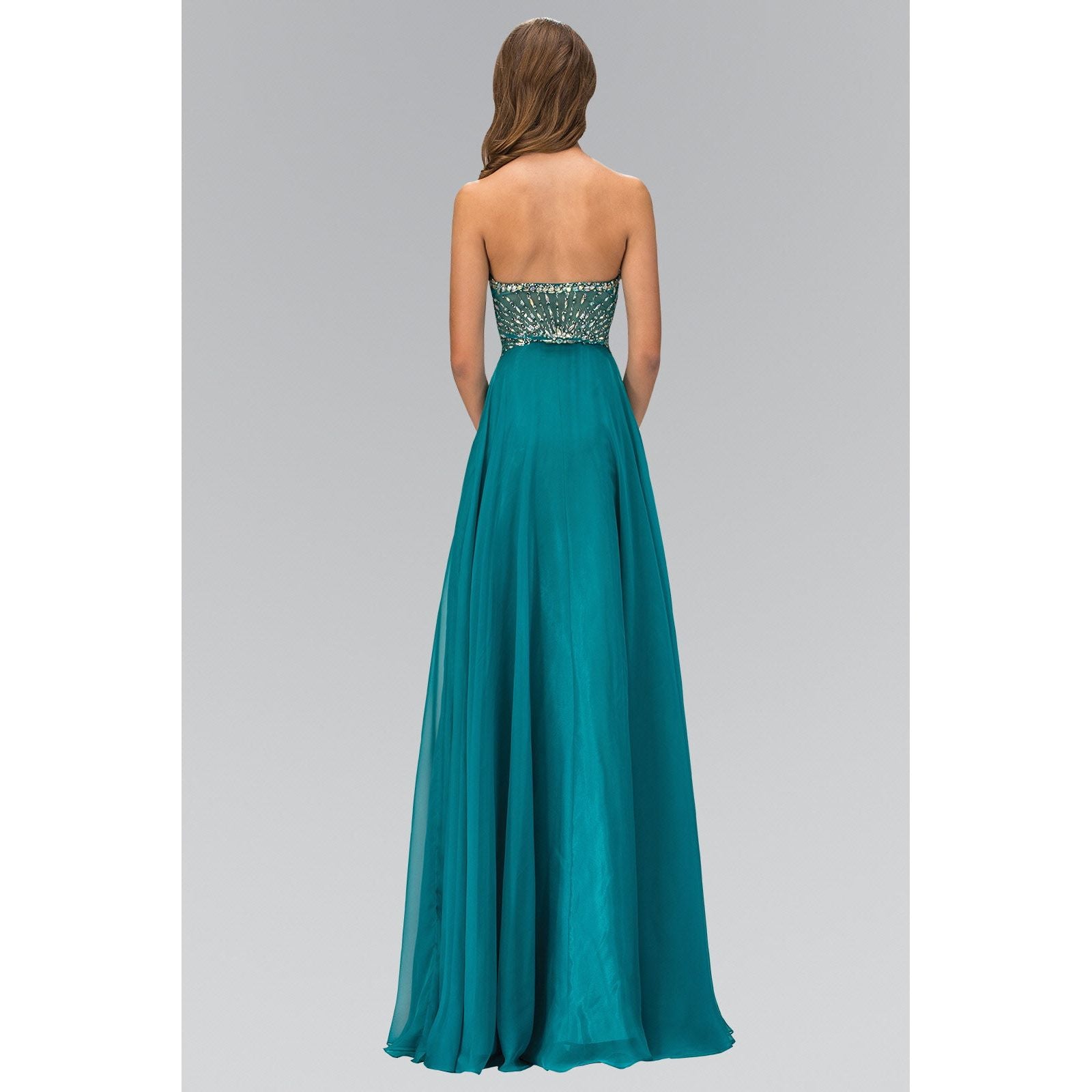 Sweetheart Chiffon Long Dress with Beaded Bodice-2