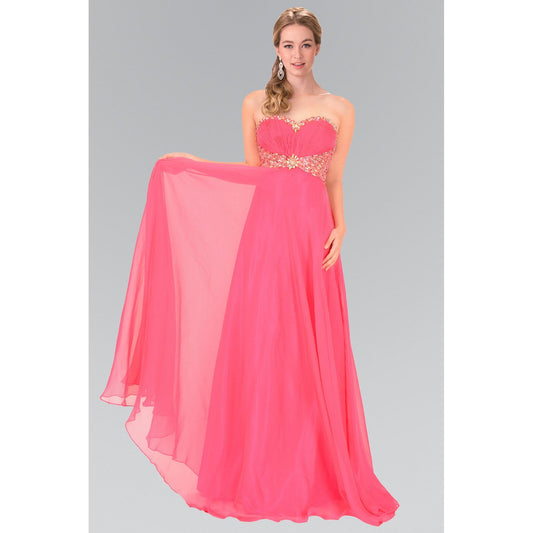 Sweetheart Chiffon Long Dress with Beaded Bodice-0