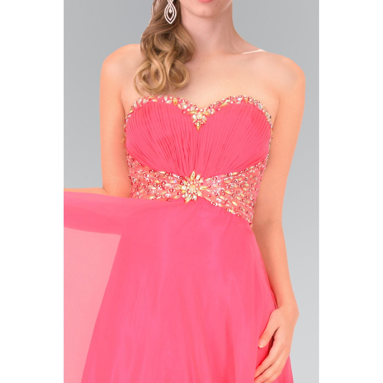 Sweetheart Chiffon Long Dress with Beaded Bodice-1
