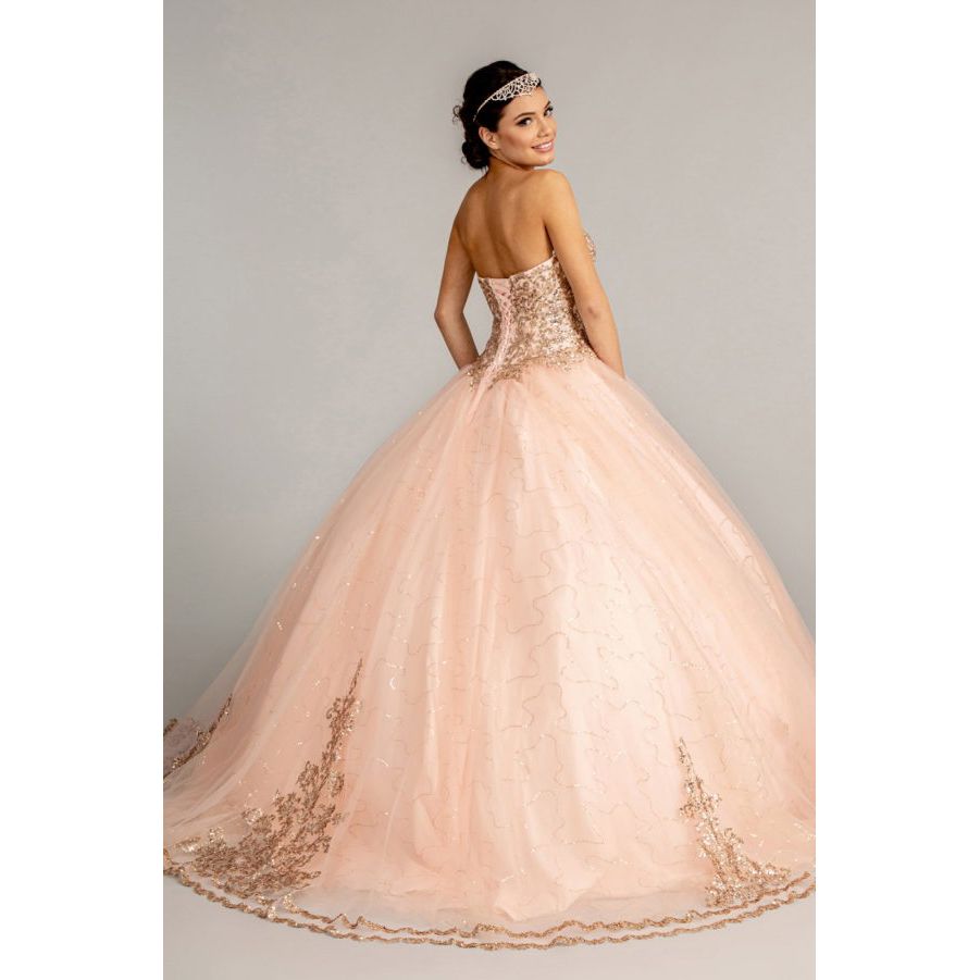 Sequin and Glitter Embellished Sweetheart Quinceanera Dress-1