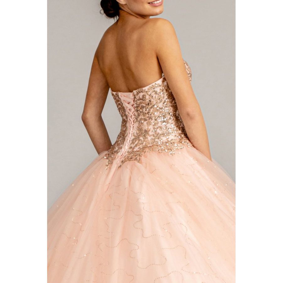Sequin and Glitter Embellished Sweetheart Quinceanera Dress-3