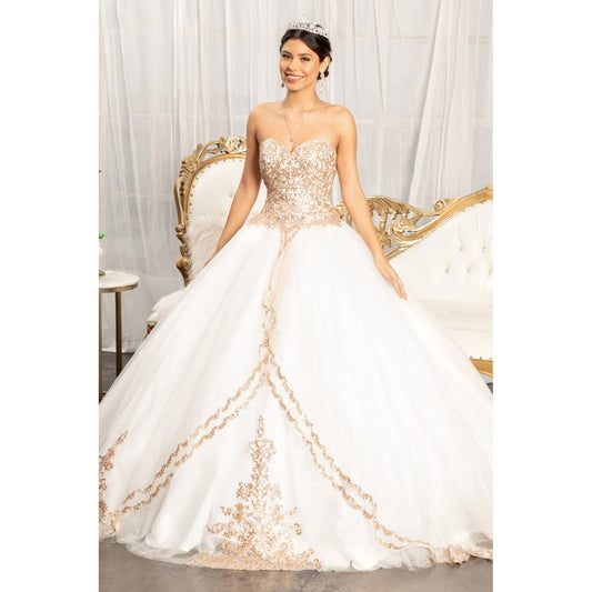 Sequin and Glitter Embellished Sweetheart Quinceanera Dress-0