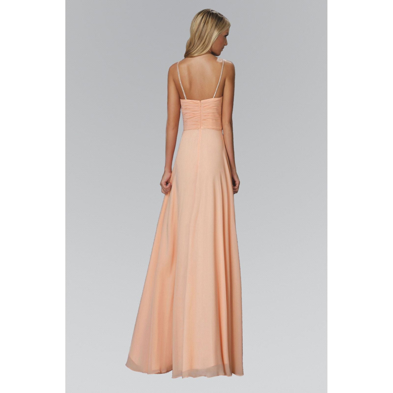 Spaghetti Straps Long Chiffon Dress Accented with Bead and Jewel-4