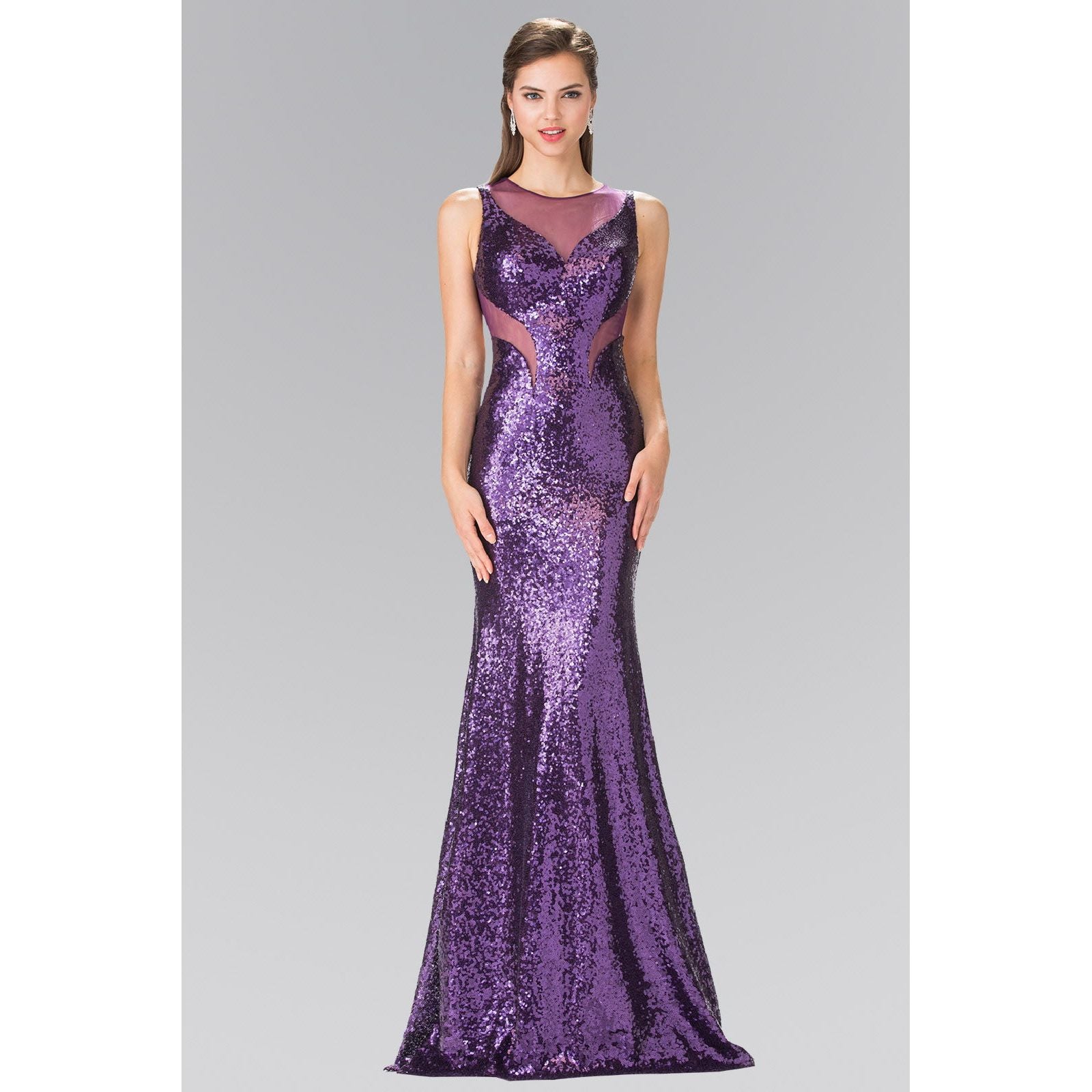 Side Sheer Cut Sequin Long Dress-6