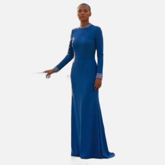 Royal Blue Glam: The Majestic Long Sleeve Beauty