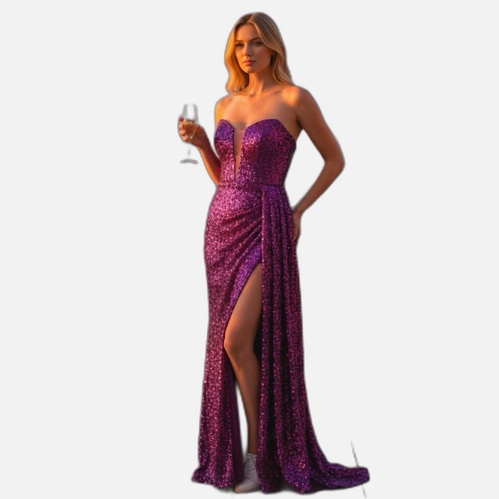 Sparkle Like You Mean It Strapless Sequin Gown