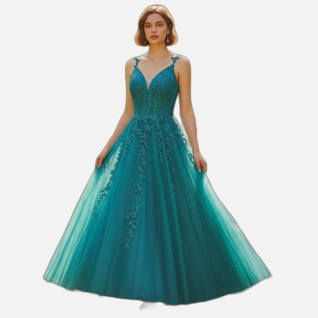 Teal Temptation: Enchanting Evening Gown