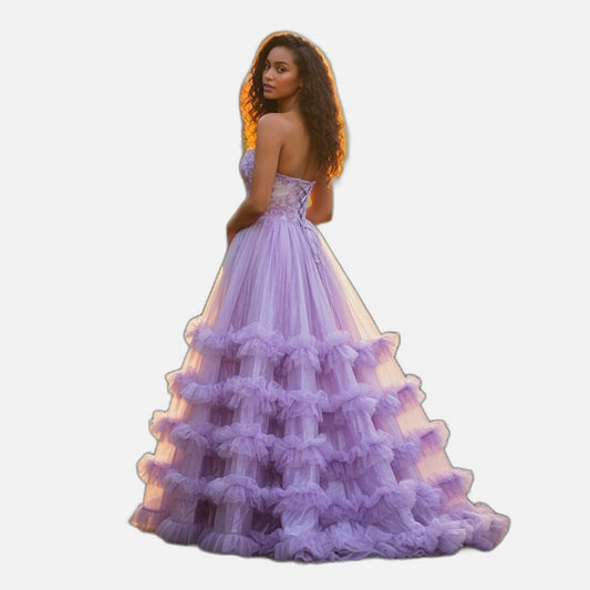 Lavender Dreams Ruffled Gala Gown – Twirl Your Way to Elegance!