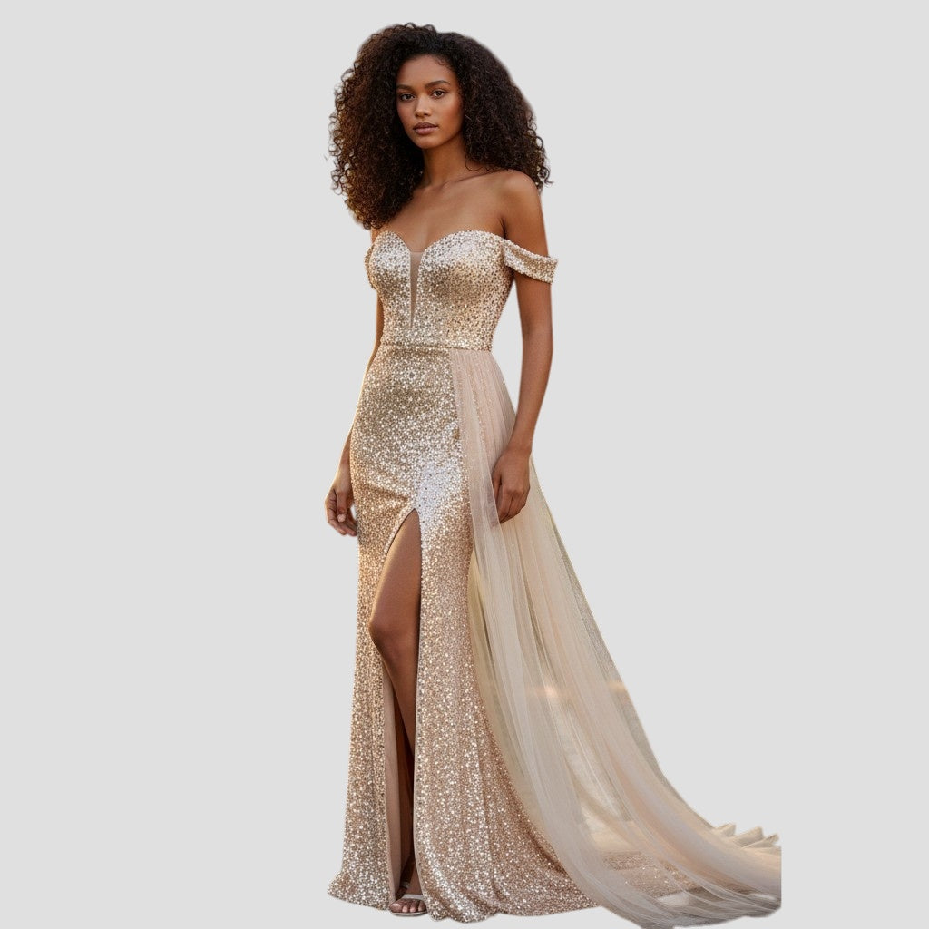 Starlit Glamour: Sparkling Mermaid Evening Gown