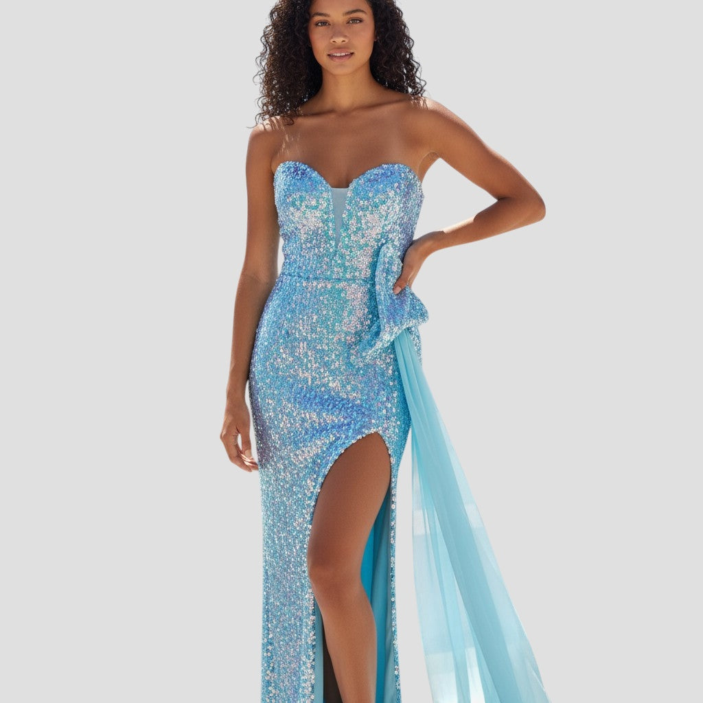 Mermaid Dreams: Sparkling Light Blue Evening Gown