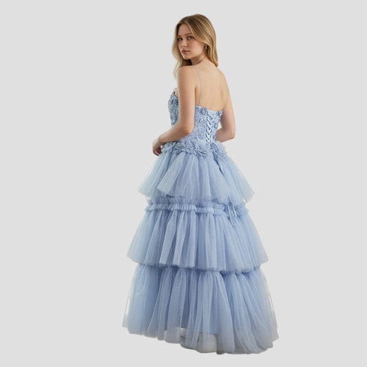 Enchanting Ruffle Tulle Formal Dress with Sparkly Embellishments