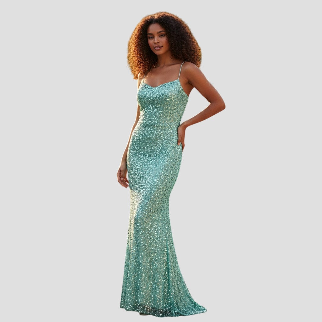 Aqua Shimmer Mermaid Gown: Dazzle & Dance the Night Away