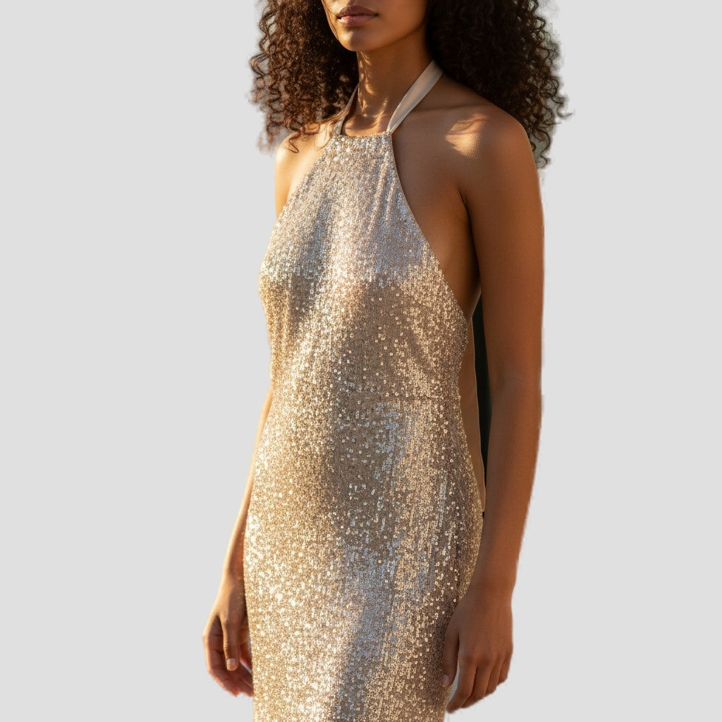 Dazzling Pink Sequin Knee-Length Party Dress - Shine Bright